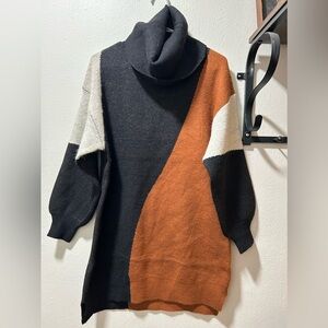 NWT NEW Women’s Blu Pepper High Neck Colorblock Sweater Dress Size S